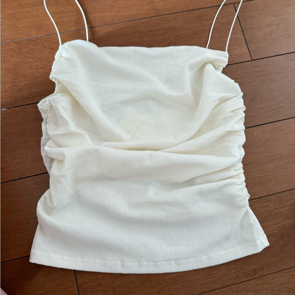H&M Elegant White Ruched Women's Top